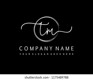 T M Initial handwriting logo vector