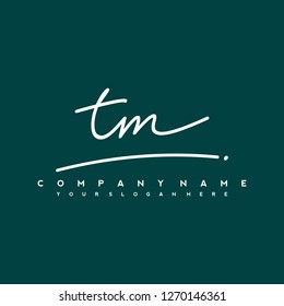 T M Initial handwriting logo vector