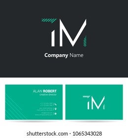 T & M joint logo stroke letter design with business card template