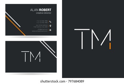 T & M joint logo stroke letter design with business card template