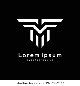 T M letter wing logo design