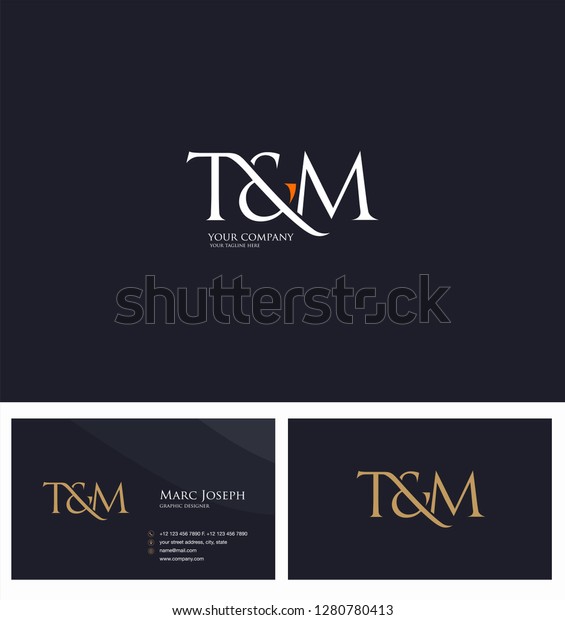 T & M letters Joint logo icon and Business card vector template.