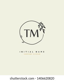 T M TM Beauty vector initial logo, handwriting logo of wedding, fashion, jewerly, heraldic, boutique, floral and botanical with creative template for any company or business.