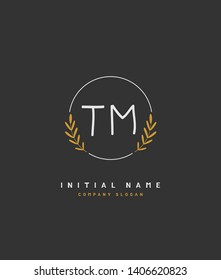 T M TM Beauty vector initial logo, handwriting logo of wedding, fashion, jewerly, heraldic, boutique, floral and botanical with creative template for any company or business.