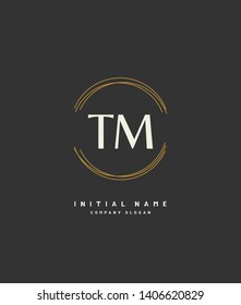 T M TM Beauty vector initial logo, handwriting logo of wedding, fashion, jewerly, heraldic, boutique, floral and botanical with creative template for any company or business.