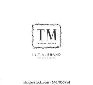T M TM Beauty vector initial logo, handwriting logo of initial signature, wedding, fashion, jewerly, boutique, floral and botanical with creative template for any company or business.