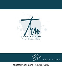 T M TM Initial letter handwriting and signature logo. Beauty vector initial logo .Fashion, boutique, floral and botanical