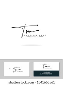 T M TM initial logo signature template vector. Handwriting concept logo.