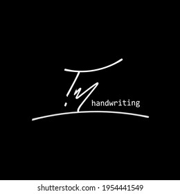 T m Tm initial logo handwriting template vector