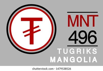 T, MNT, 496, Tugriks, Mangolia Banking Currency icon typography logo banner set isolated on background. Abstract concept graphic element. Collection of currency symbols ISO 4217 signs used in country