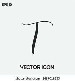 "T" modern calligraphy letter vector icon. Handwritten typographic logo. Premium quality.