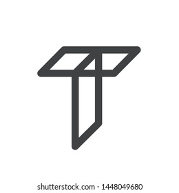 T modern line typography logo 