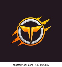 t monster letter emblem logo