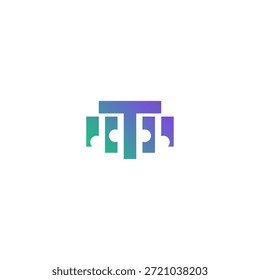 T concepto de logotipo de nota musical.