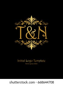 T & N initial wedding logo template vector
