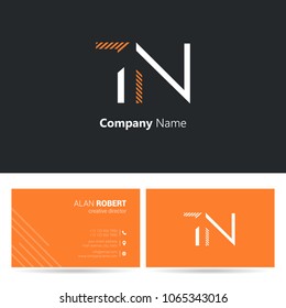 T & N joint logo stroke letter design with business card template