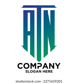 A T N  lettering with square design vector template