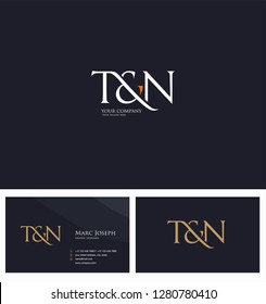 T & N letters Joint logo icon and Business card vector template.