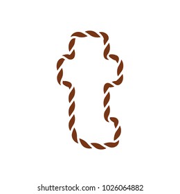 T Navy Rope Letter Logo Icon Design