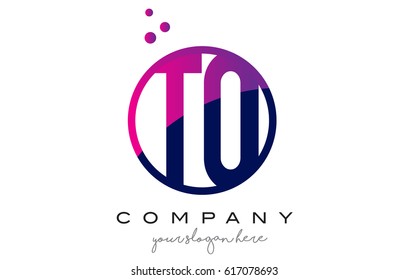 TO T O Circle Letter Logo Design with Purple Magenta Dots Bubbles Vector Illustration