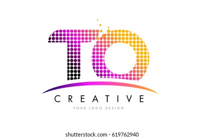 TO T O Dots Letter Logo Design with Magenta Bubble Circles and Swoosh