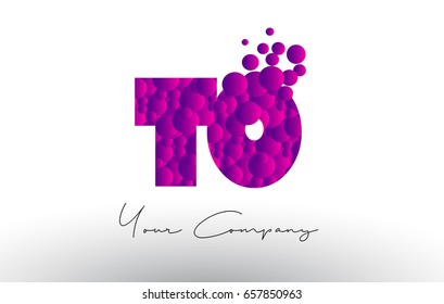 TO T O Dots Letter Logo with Purple Pink Magenta Bubbles Texture Vector.