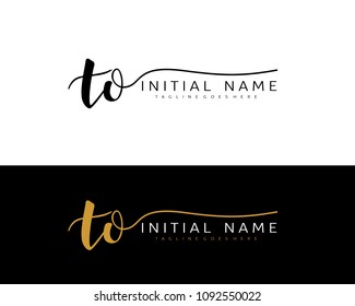 T O Initial handwriting logo vector. Hand lettering for designs.