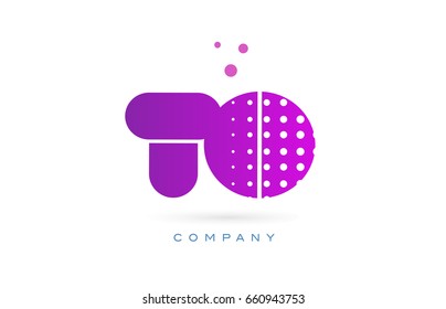 to t o pink dots dotted letter logo alphabet creative company vector icon design template
