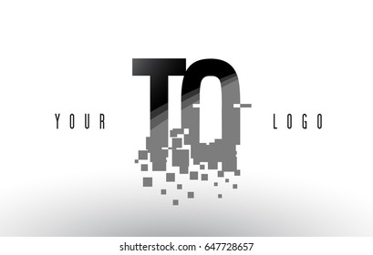 TO T O Pixel Letter Logo with Digital Shattered Black Squares. Creative Letters Vector Illustration.