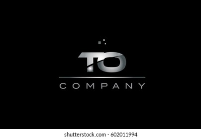 to t o  silver grey metal metallic alphabet technology company letter logo design vector icon template black background