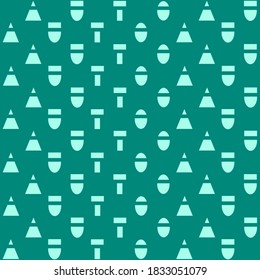 T oval triangle shape on green background repeat pattern