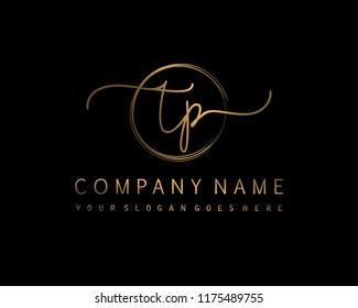 T P Initial handwriting logo vector