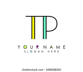 T & P initial minimalist logo template vector