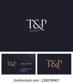 T & P letters Joint logo icon and Business card vector template.