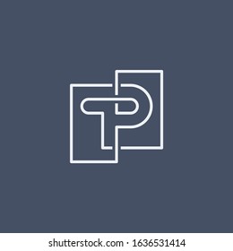 T and P monogram logo in outline style.