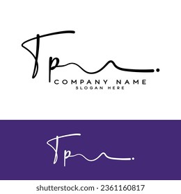 T P TP initial handwriting logo signature template vector