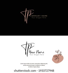 T P TP Initial letter handwriting and signature logo. Beauty vector initial logo .Fashion, boutique, floral and botanical