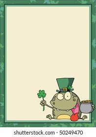 t Paddy's Day Frog In The Corner Of A Blank Menu