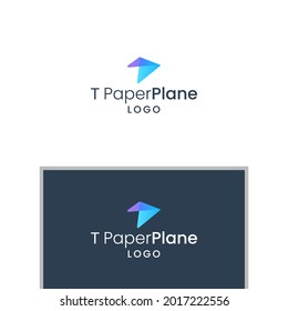 T PAPER PLANE LOGO DESIGN VECTOR