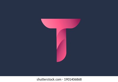 T pink blue alphabet letter logo for branding and business. Gradient design for creative use in icon lettering