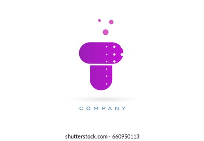 t pink dots dotted letter logo alphabet creative company vector icon design template