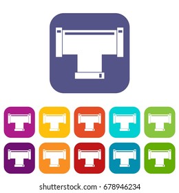 T pipe connection icons set vector illustration in flat style In colors red, blue, green and other