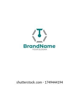 T Power Hexagon Logo Design Vector