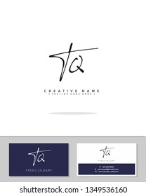 T Q TQ initial handwriting logo template vector.  signature logo concept