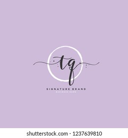 T Q TQ Initial letter handwriting and  signature logo.