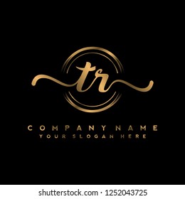 T R Initial handwriting logo vector