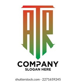 A T R  lettering with square design vector template