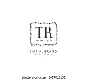 T R TR Beauty vector initial logo, handwriting logo of initial signature, wedding, fashion, jewerly, boutique, floral and botanical with creative template for any company or business.