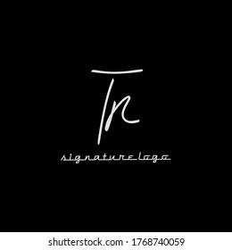 T R TR initial logo handwriting template vector. isolated black background