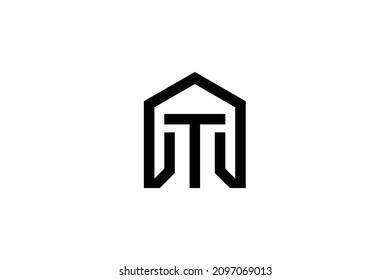 T Real Estate Logo Design. T Letter Icon Design For Building Company. T Home Icon Logo Design. Real Estate Company Logo Design. Construction And Real-estate Property Logo.